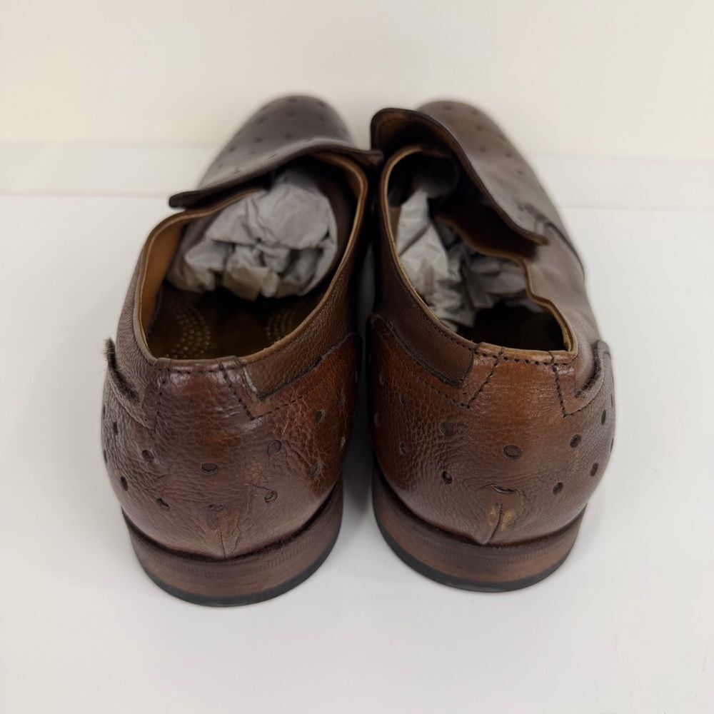 Area Forte Brown Leather Perforated Italian Loafers Dress Shoes EU 45 New - Picture 3 of 8